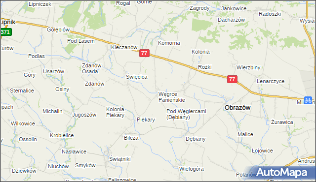 mapa Węgrce Panieńskie, Węgrce Panieńskie na mapie Targeo