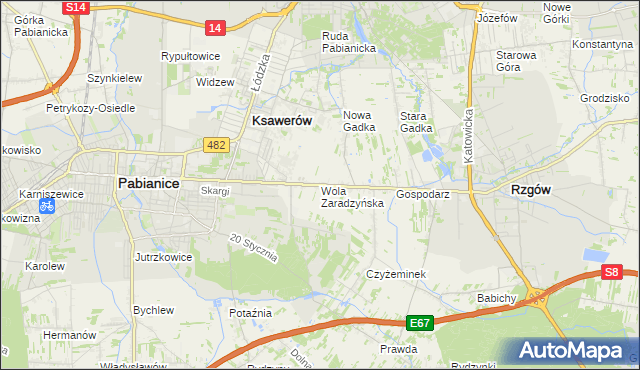 mapa Wola Zaradzyńska, Wola Zaradzyńska na mapie Targeo