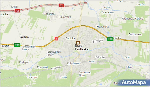 mapa Białej Podlaskiej, Biała Podlaska na mapie Targeo