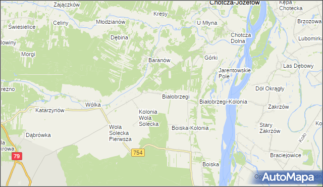 mapa Białobrzegi gmina Chotcza, Białobrzegi gmina Chotcza na mapie Targeo