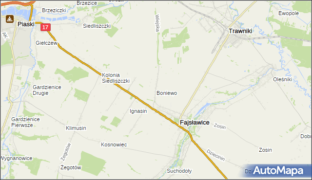 mapa Boniewo gmina Fajsławice, Boniewo gmina Fajsławice na mapie Targeo