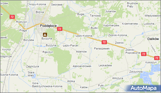 mapa Ciężków gmina Poddębice, Ciężków gmina Poddębice na mapie Targeo