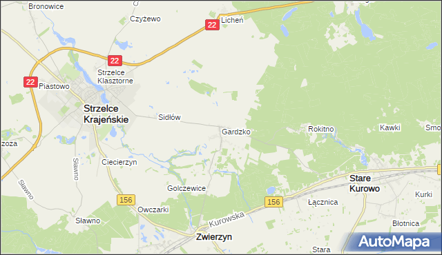 mapa Gardzko, Gardzko na mapie Targeo