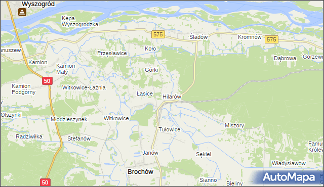 mapa Hilarów gmina Brochów, Hilarów gmina Brochów na mapie Targeo