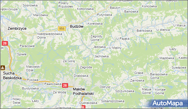 mapa Jachówka, Jachówka na mapie Targeo