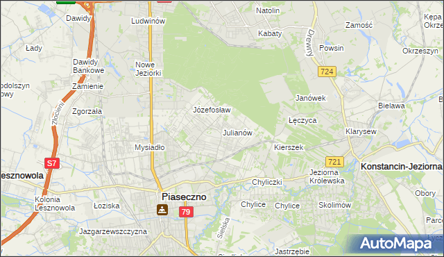 mapa Julianów gmina Piaseczno, Julianów gmina Piaseczno na mapie Targeo