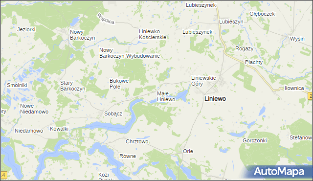 mapa Małe Liniewo, Małe Liniewo na mapie Targeo