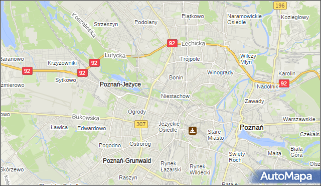 mapa Niestachów gmina Poznań, Niestachów gmina Poznań na mapie Targeo