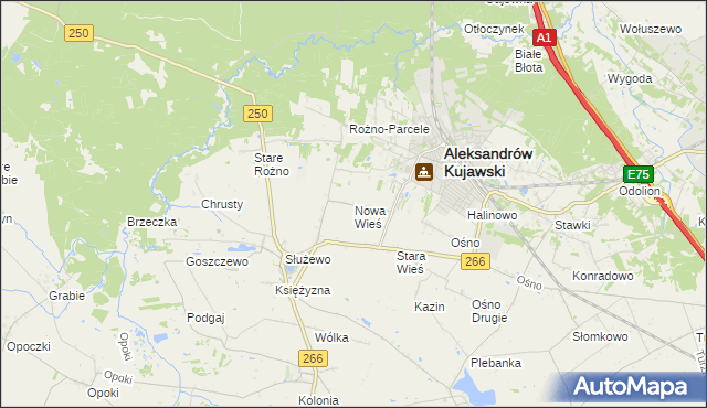 mapa Nowa Wieś gmina Aleksandrów Kujawski, Nowa Wieś gmina Aleksandrów Kujawski na mapie Targeo