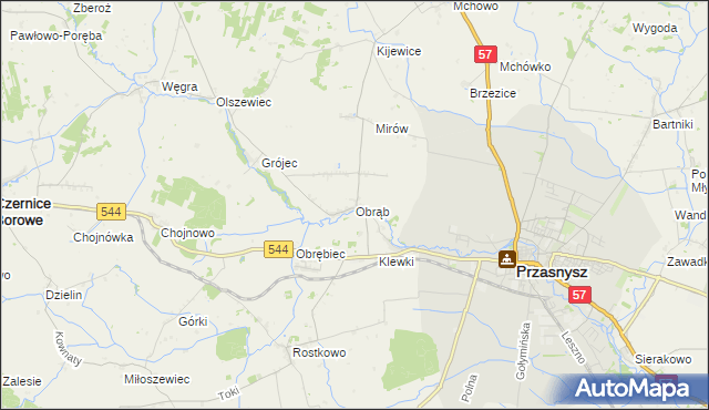 mapa Obrąb gmina Przasnysz, Obrąb gmina Przasnysz na mapie Targeo