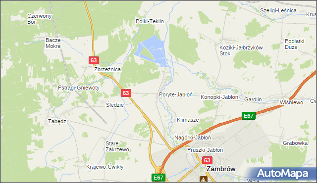 mapa Poryte-Jabłoń, Poryte-Jabłoń na mapie Targeo