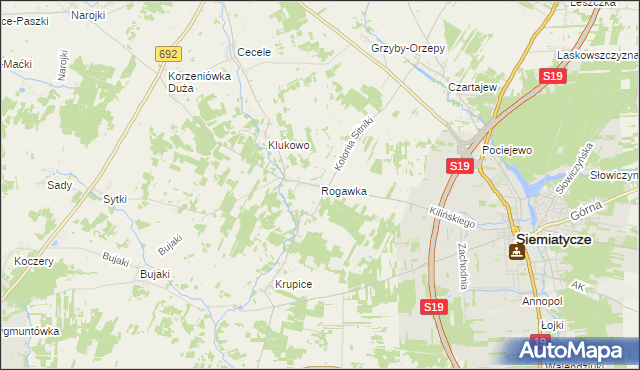 mapa Rogawka, Rogawka na mapie Targeo