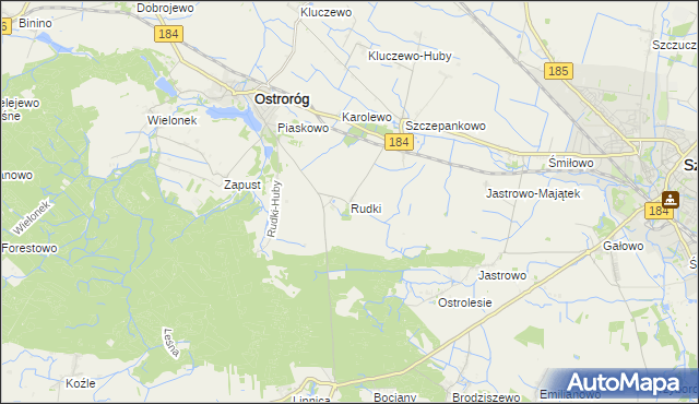 mapa Rudki gmina Ostroróg, Rudki gmina Ostroróg na mapie Targeo