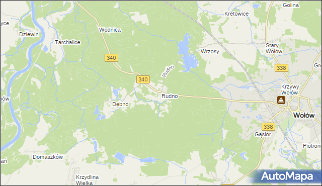 mapa Rudno gmina Wołów, Rudno gmina Wołów na mapie Targeo