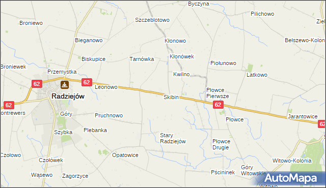 mapa Skibin gmina Radziejów, Skibin gmina Radziejów na mapie Targeo