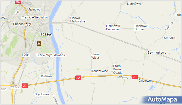 mapa Stara Wisła, Stara Wisła na mapie Targeo