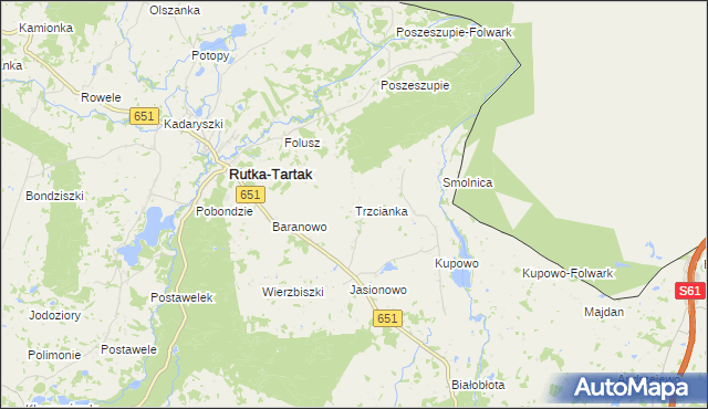 mapa Trzcianka gmina Rutka-Tartak, Trzcianka gmina Rutka-Tartak na mapie Targeo