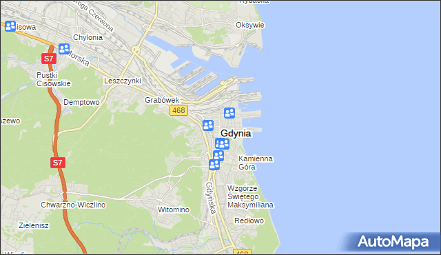 mapa Gdyni, Gdynia na mapie Targeo