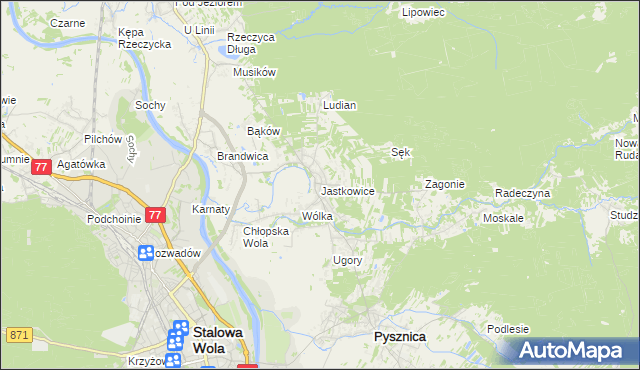 mapa Jastkowice, Jastkowice na mapie Targeo