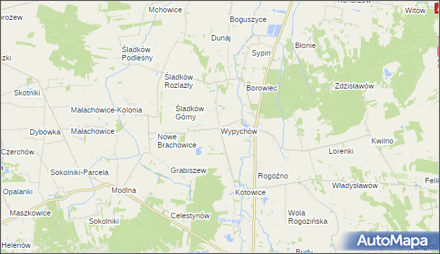 mapa Wypychów gmina Zgierz, Wypychów gmina Zgierz na mapie Targeo