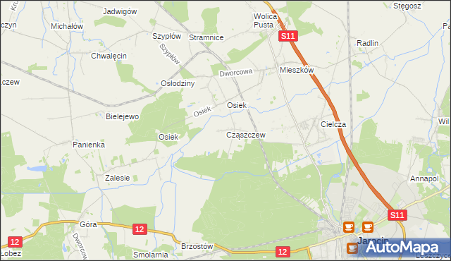 mapa Cząszczew, Cząszczew na mapie Targeo
