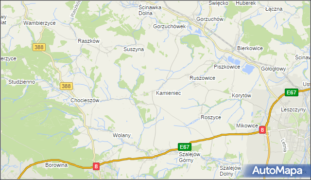 mapa Kamieniec gmina Kłodzko, Kamieniec gmina Kłodzko na mapie Targeo