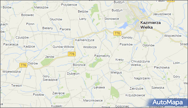 mapa Paśmiechy, Paśmiechy na mapie Targeo
