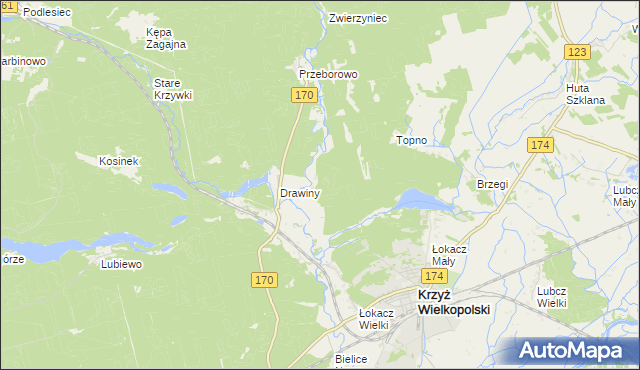 mapa Stefanowo gmina Krzyż Wielkopolski, Stefanowo gmina Krzyż Wielkopolski na mapie Targeo