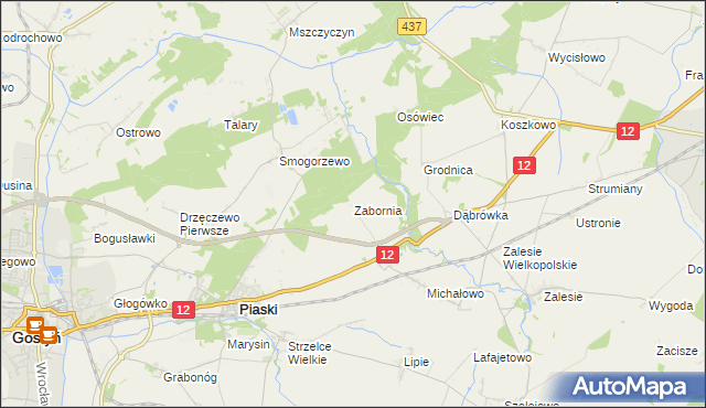 mapa Zabornia gmina Piaski, Zabornia gmina Piaski na mapie Targeo