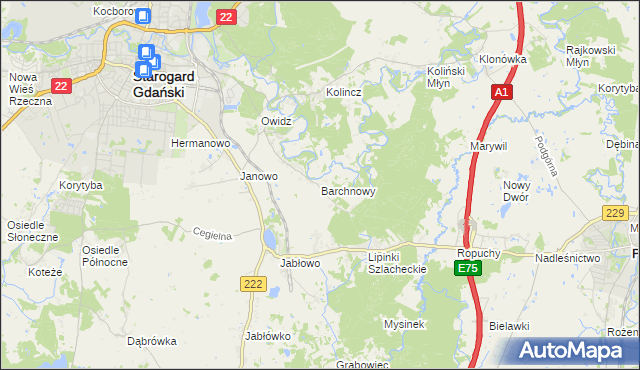 mapa Barchnowy, Barchnowy na mapie Targeo