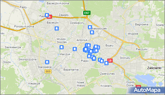 mapa Białegostoku, Białystok na mapie Targeo