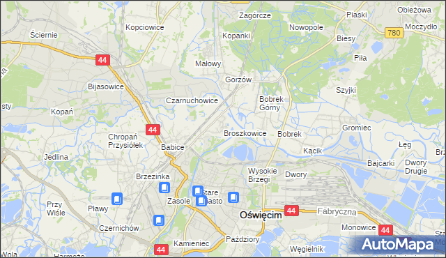 mapa Broszkowice, Broszkowice na mapie Targeo