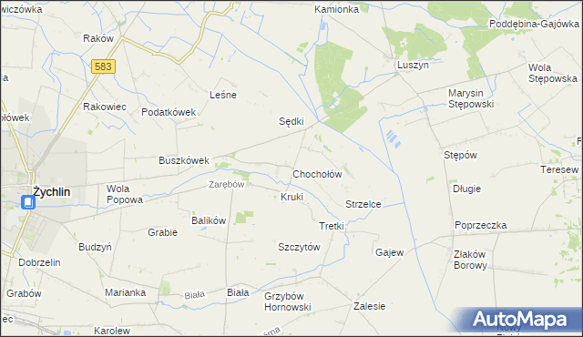 mapa Chochołów gmina Żychlin, Chochołów gmina Żychlin na mapie Targeo