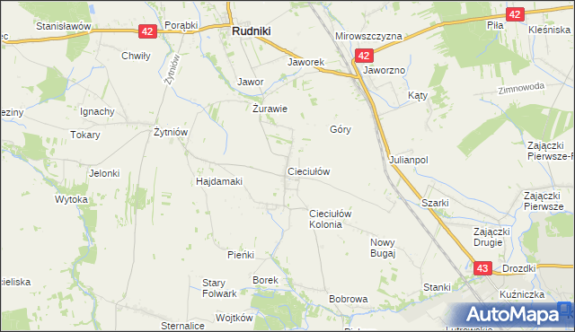 mapa Cieciułów, Cieciułów na mapie Targeo