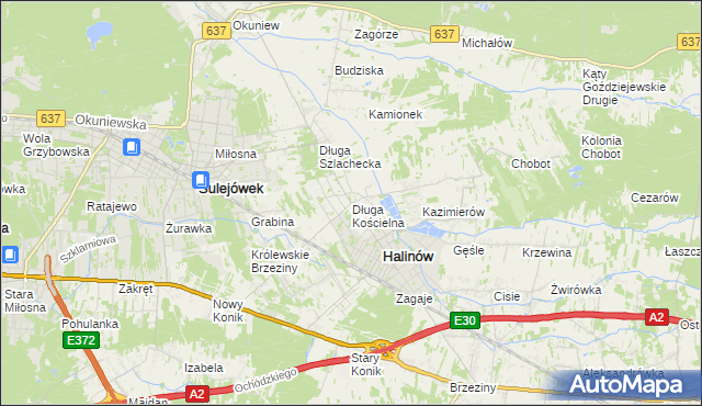 mapa Długa Kościelna, Długa Kościelna na mapie Targeo