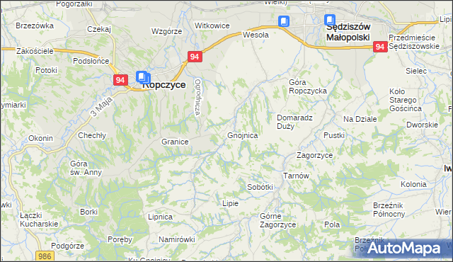 mapa Gnojnica, Gnojnica na mapie Targeo