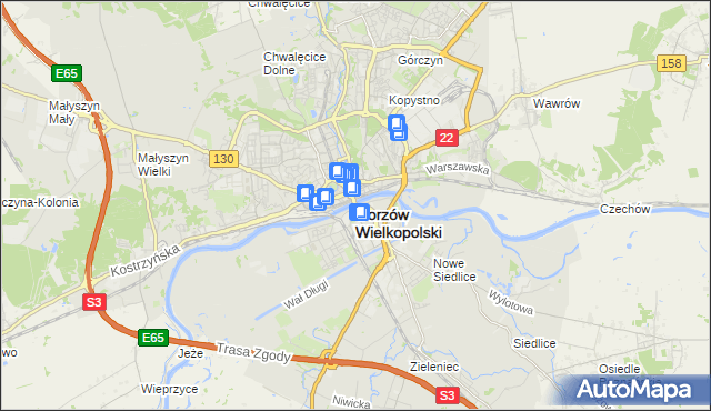 mapa Gorzów Wielkopolski, Gorzów Wielkopolski na mapie Targeo