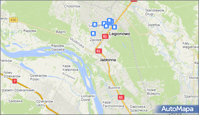 mapa Jabłonna powiat legionowski, Jabłonna powiat legionowski na mapie Targeo