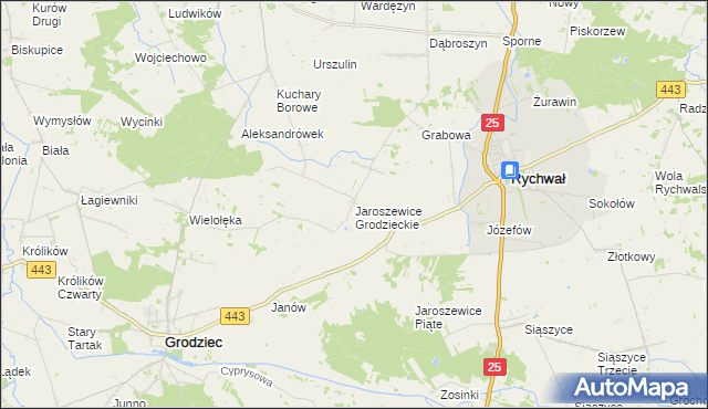 mapa Jaroszewice Grodzieckie, Jaroszewice Grodzieckie na mapie Targeo