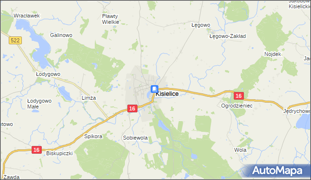 mapa Kisielice, Kisielice na mapie Targeo