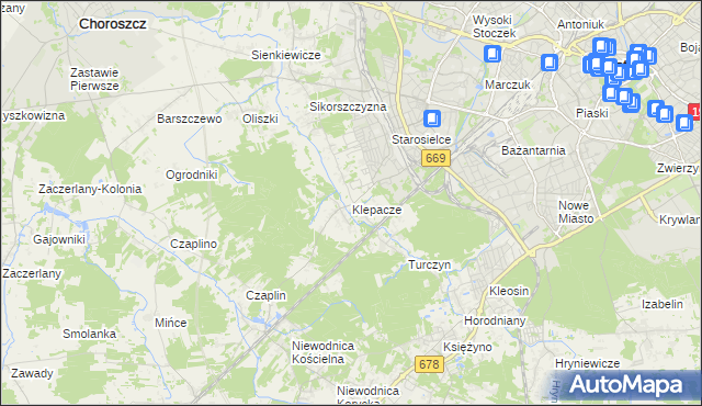 mapa Klepacze gmina Choroszcz, Klepacze gmina Choroszcz na mapie Targeo