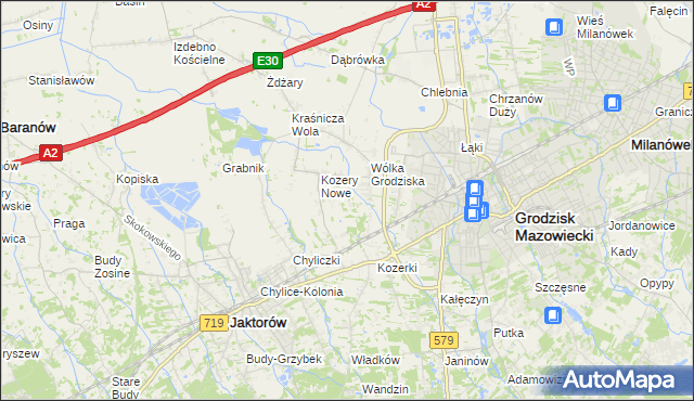 mapa Kozery, Kozery na mapie Targeo