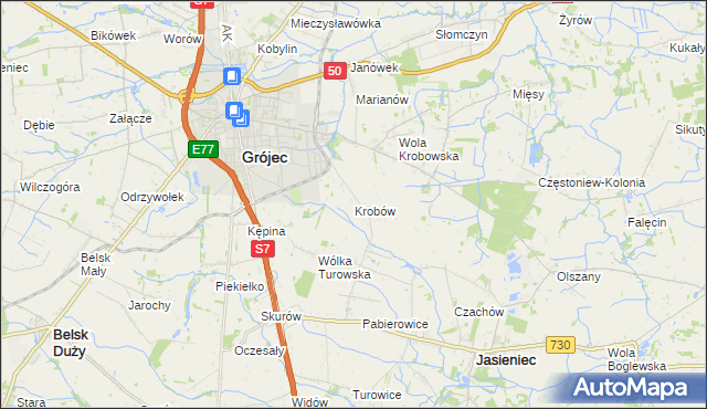 mapa Krobów, Krobów na mapie Targeo