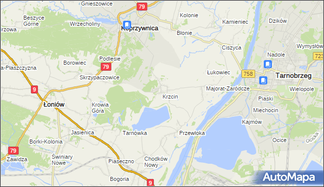 mapa Krzcin, Krzcin na mapie Targeo