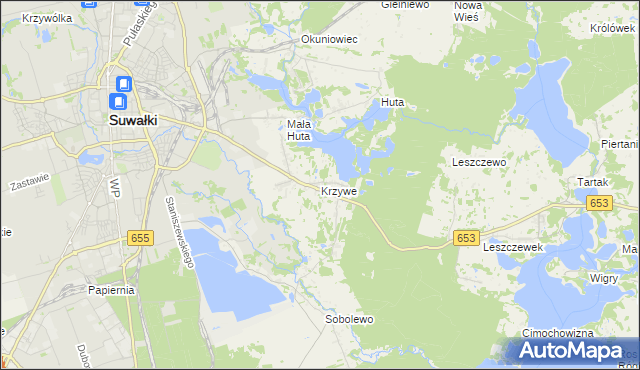 mapa Krzywe gmina Suwałki, Krzywe gmina Suwałki na mapie Targeo