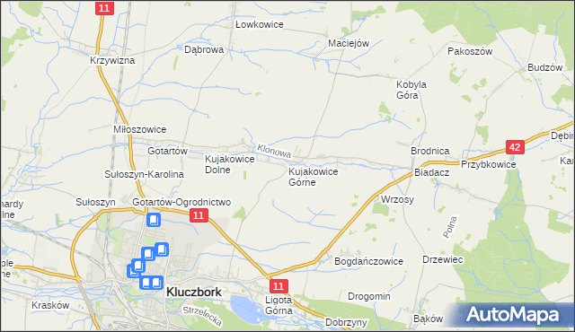 mapa Kujakowice Górne, Kujakowice Górne na mapie Targeo