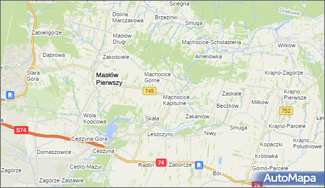 mapa Mąchocice Kapitulne, Mąchocice Kapitulne na mapie Targeo