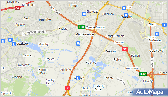 mapa Michałowice-Wieś, Michałowice-Wieś na mapie Targeo