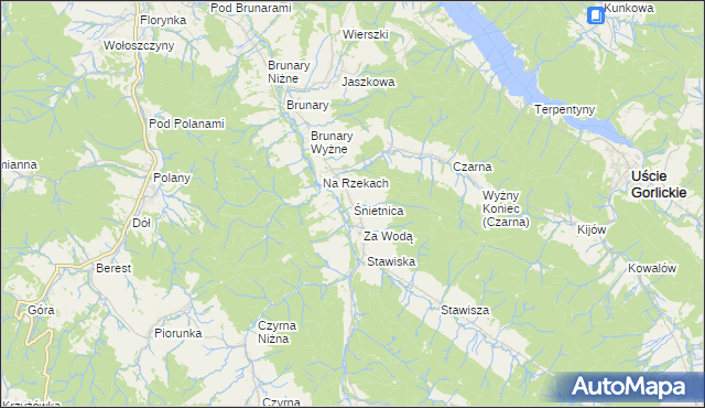 mapa Śnietnica, Śnietnica na mapie Targeo