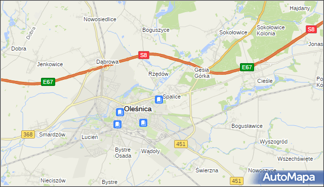 mapa Spalice, Spalice na mapie Targeo